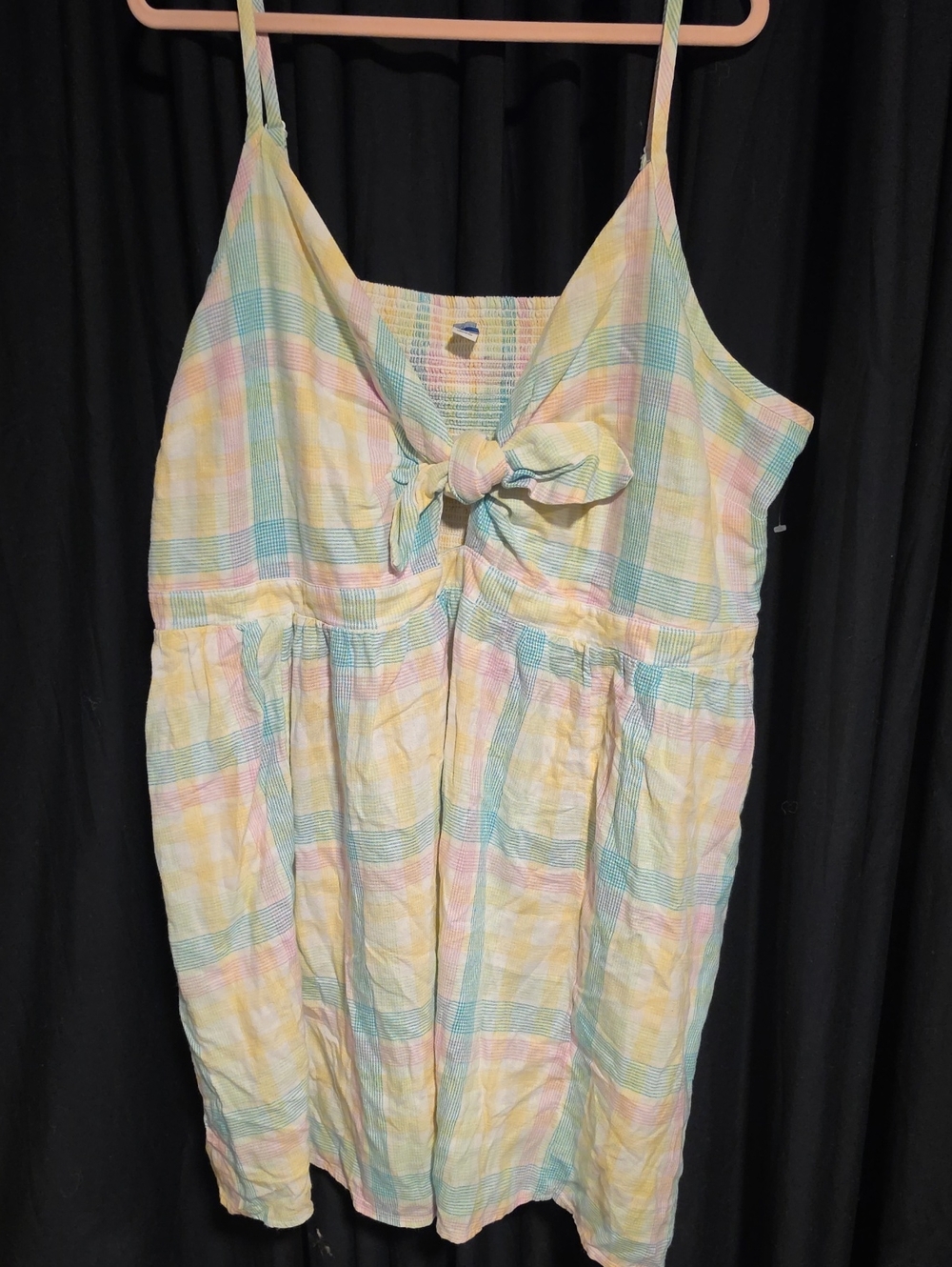 Old Navy Pastel Plaid Tie-Front Mini Dress - Yellow, Pink, Mint
